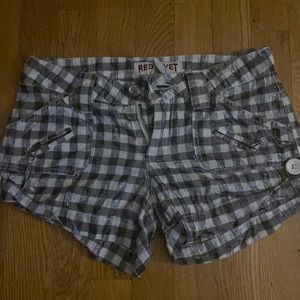 Short shorts ( checkered) black & silver lightweight ( almost linen but not)